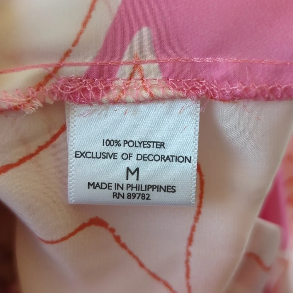 NATORI Nara Women’s Floral Belted Kimono Robe Pink White Peony Size M - Picture 6 of 15